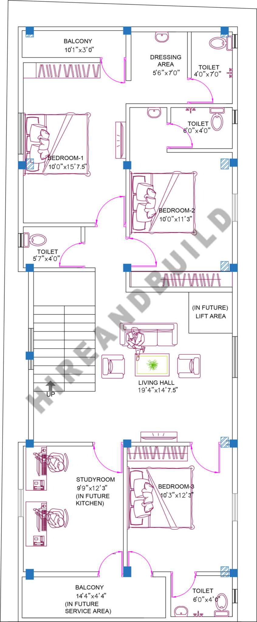 5bhk house plan:first floor