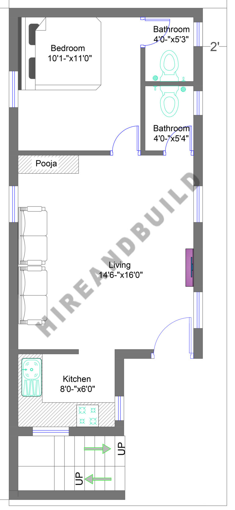 house plan of 700 sq ft: gf