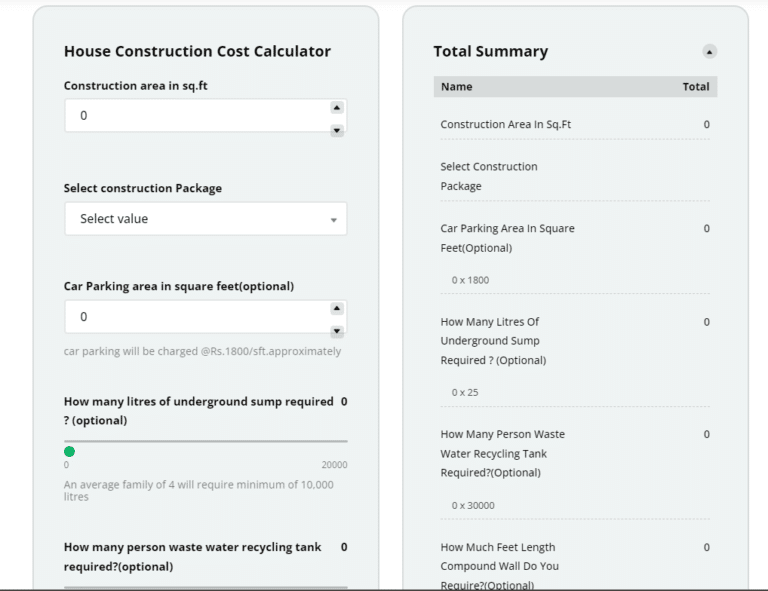 Construction Cost Calculator|No.1 Free Cost Calculation Tool